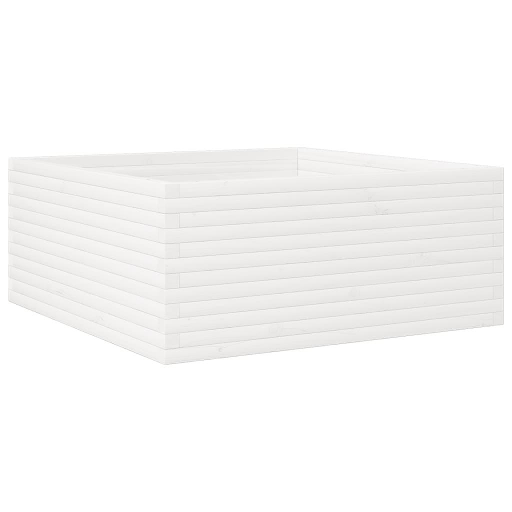 Garden Planter White 110x110x46 cm Solid Wood Pine