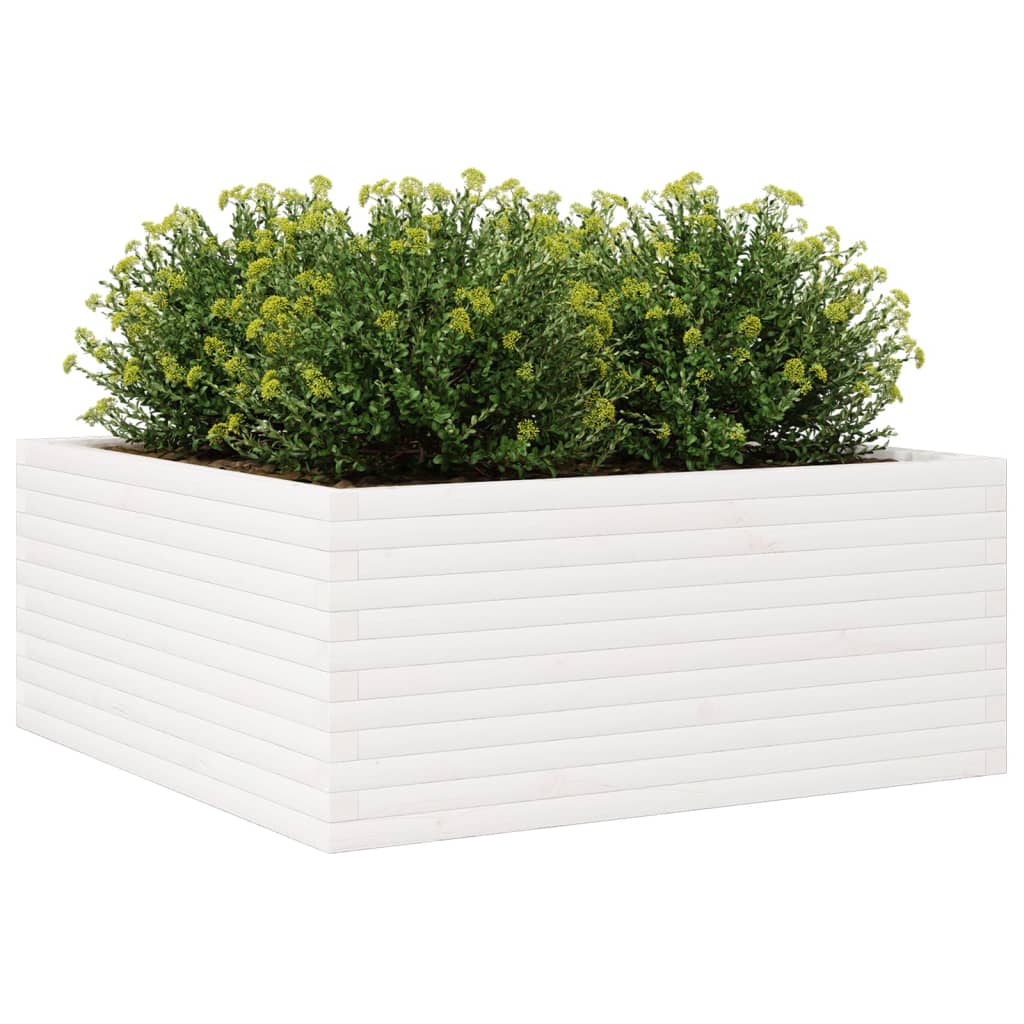 Garden Planter White 110x110x46 cm Solid Wood Pine