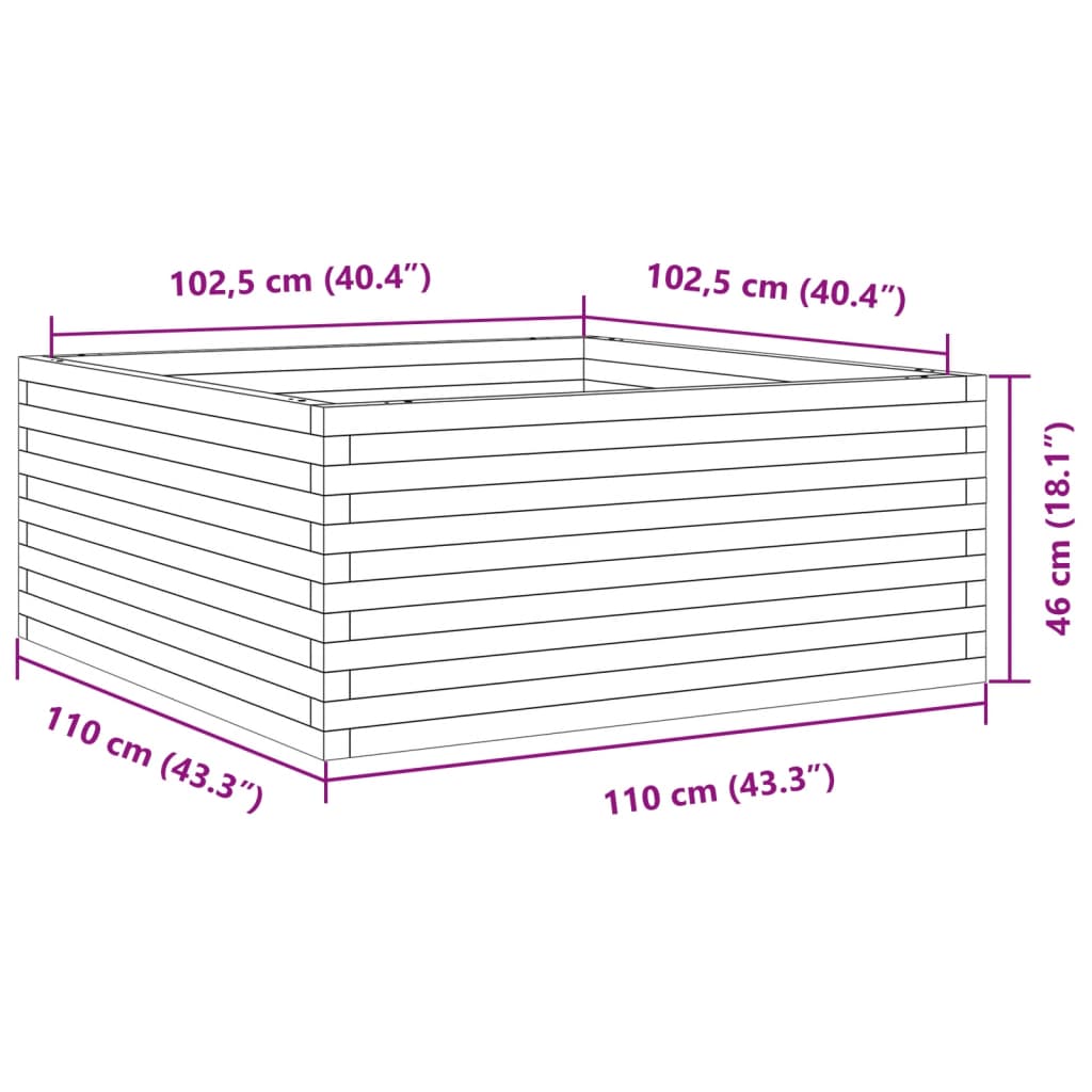 Garden Planter 110x110x46 cm Solid Wood Douglas