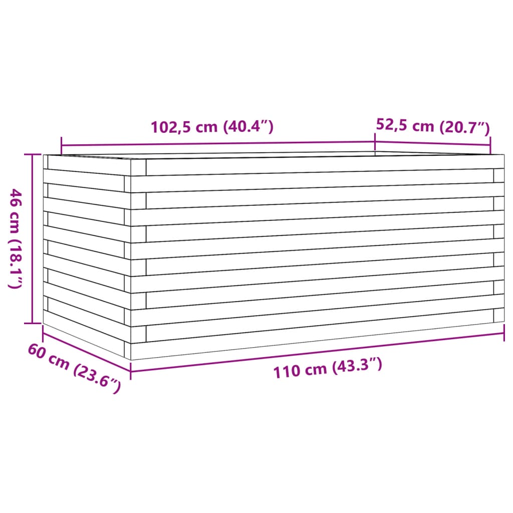 Garden Planter 110x60x46 cm Solid Wood Pine