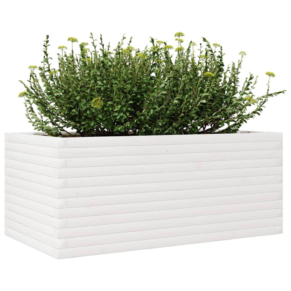 Garden Planter White 110x60x46 cm Solid Wood Pine