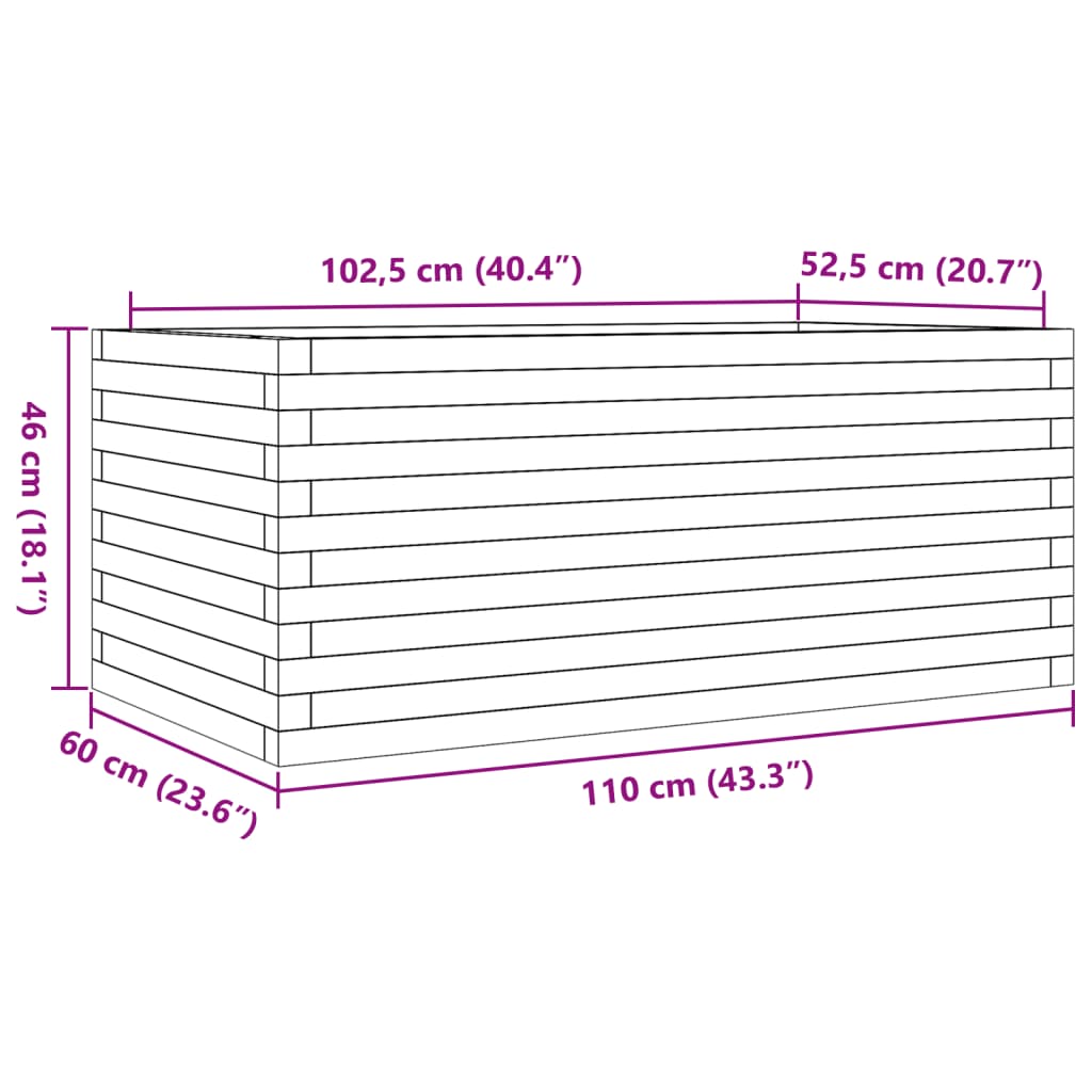 Garden Planter Wax Brown 110x60x46 cm Solid Wood Pine