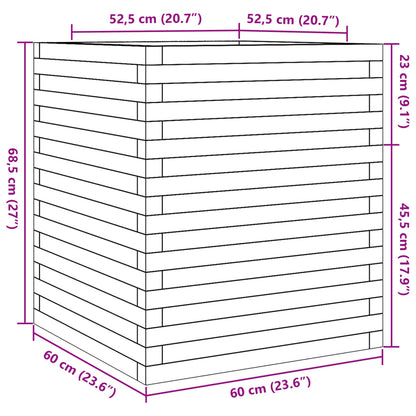 Garden Planter Wax Brown 60x60x68.5 cm Solid Wood Pine