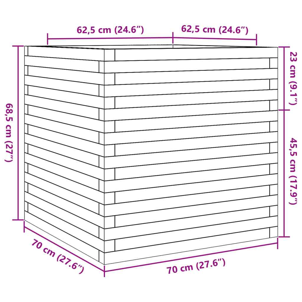 Garden Planter 70x70x68.5 cm Solid Wood Pine