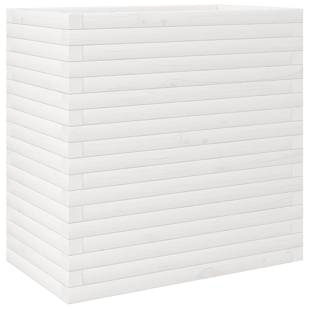 Garden Planter White 70x40x68.5 cm Solid Wood Pine
