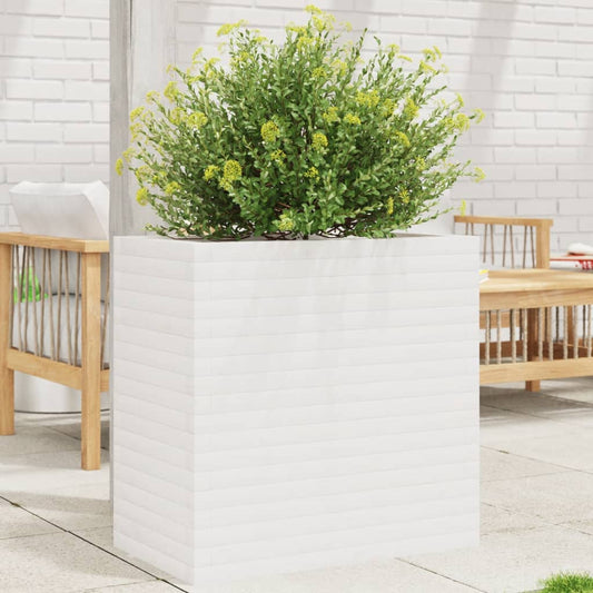 Garden Planter White 70x40x68.5 cm Solid Wood Pine