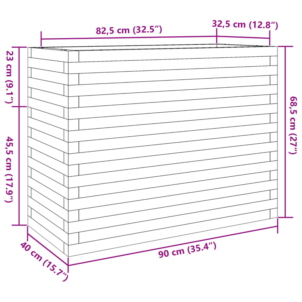 Garden Planter 90x40x68.5 cm Solid Wood Pine