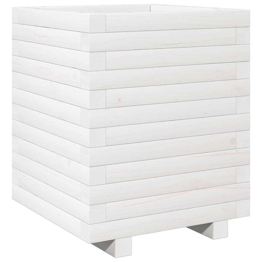 Garden Planter White 40x40x49.5 cm Solid Wood Pine