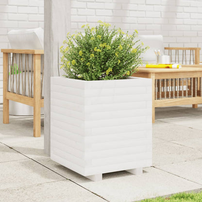 Garden Planter White 40x40x49.5 cm Solid Wood Pine