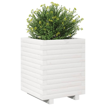 Garden Planter White 40x40x49.5 cm Solid Wood Pine