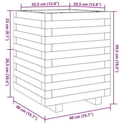 Garden Planter White 40x40x49.5 cm Solid Wood Pine