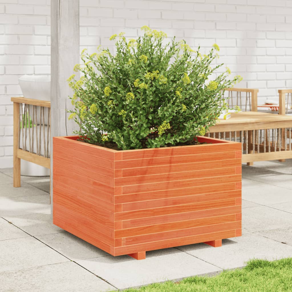 Garden Planter Wax Brown 70x70x49.5 cm Solid Wood Pine