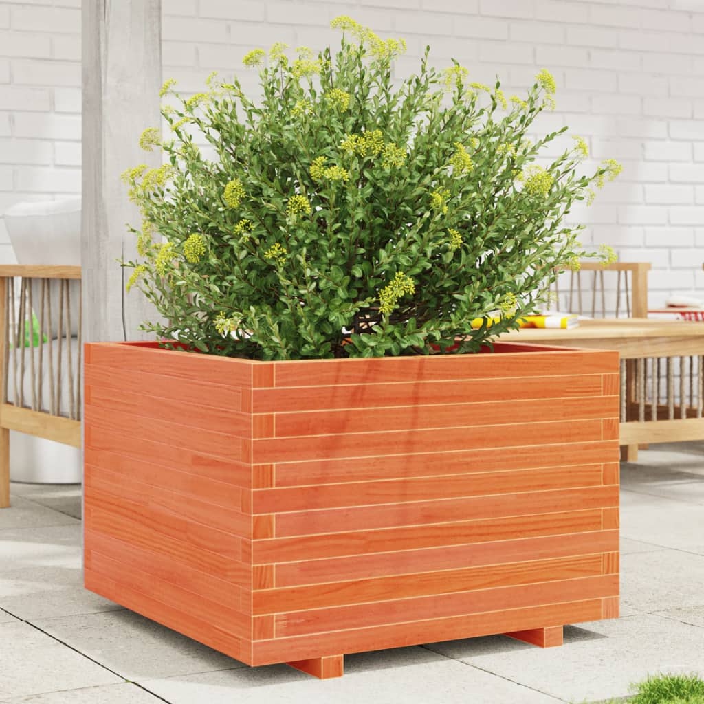 Garden Planter Wax Brown 70x70x49.5 cm Solid Wood Pine