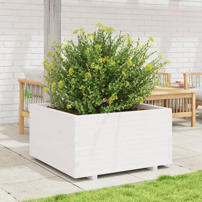 Garden Planter White 90x90x49.5 cm Solid Wood Pine