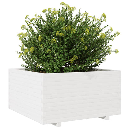 Garden Planter White 90x90x49.5 cm Solid Wood Pine