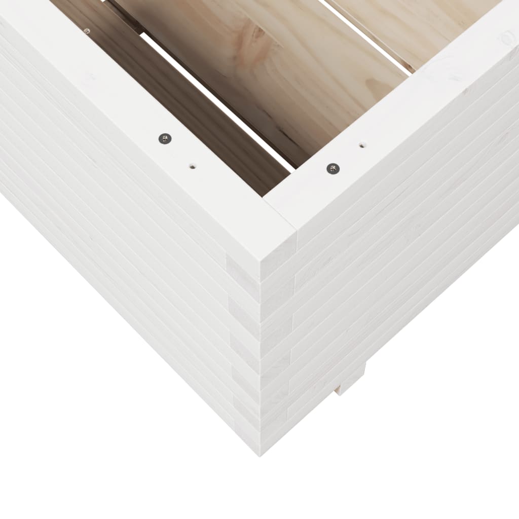 Garden Planter White 90x90x49.5 cm Solid Wood Pine