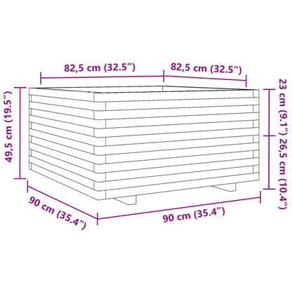 Garden Planter White 90x90x49.5 cm Solid Wood Pine