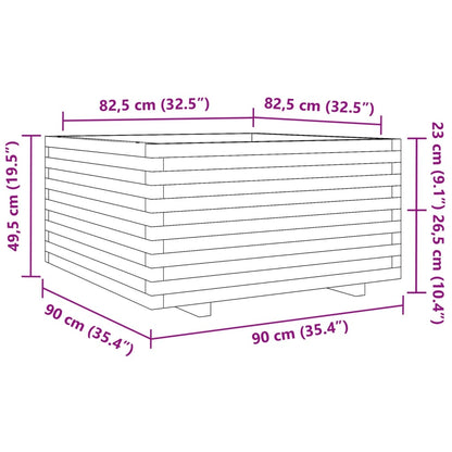 Garden Planter Wax Brown 90x90x49.5 cm Solid Wood Pine