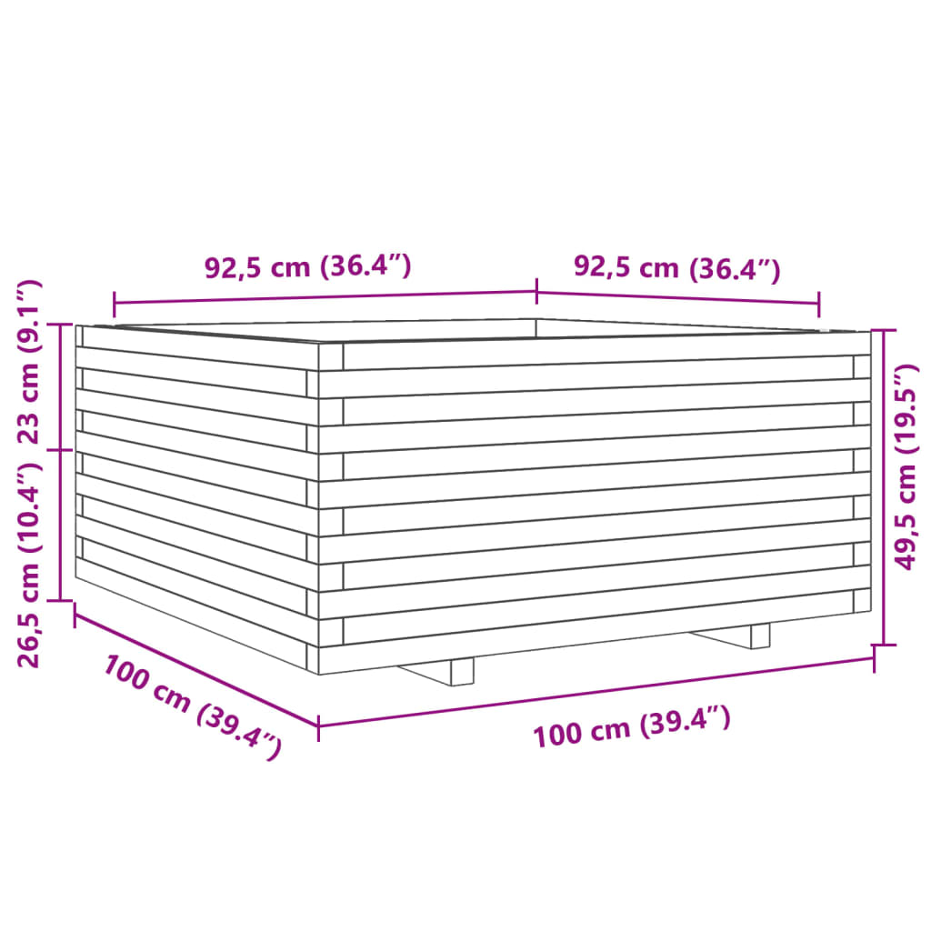 Garden Planter 100x100x49.5 cm Impregnated Wood Pine