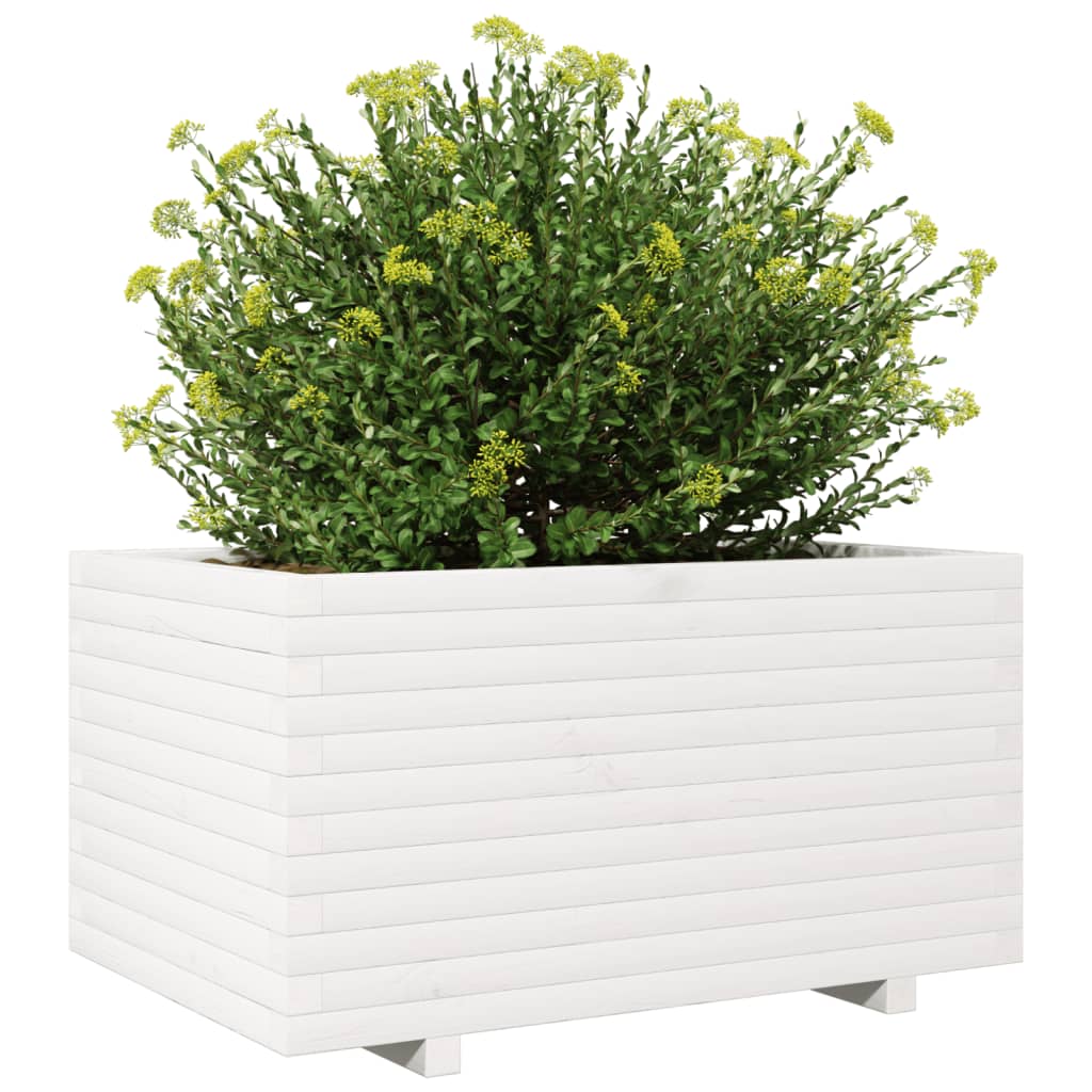Garden Planter White 90x60x49.5 cm Solid Wood Pine