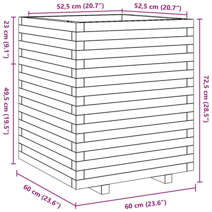 Garden Planter Wax Brown 60x60x72.5 cm Solid Wood Pine