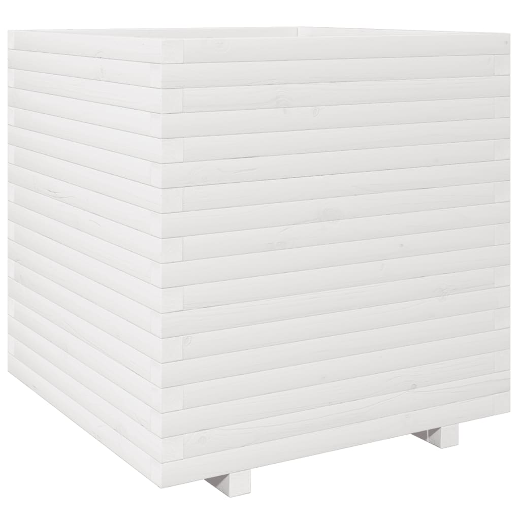 Garden Planter White 70x70x72.5 cm Solid Wood Pine