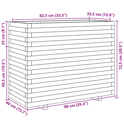 Garden Planter White 90x40x72.5 cm Solid Wood Pine