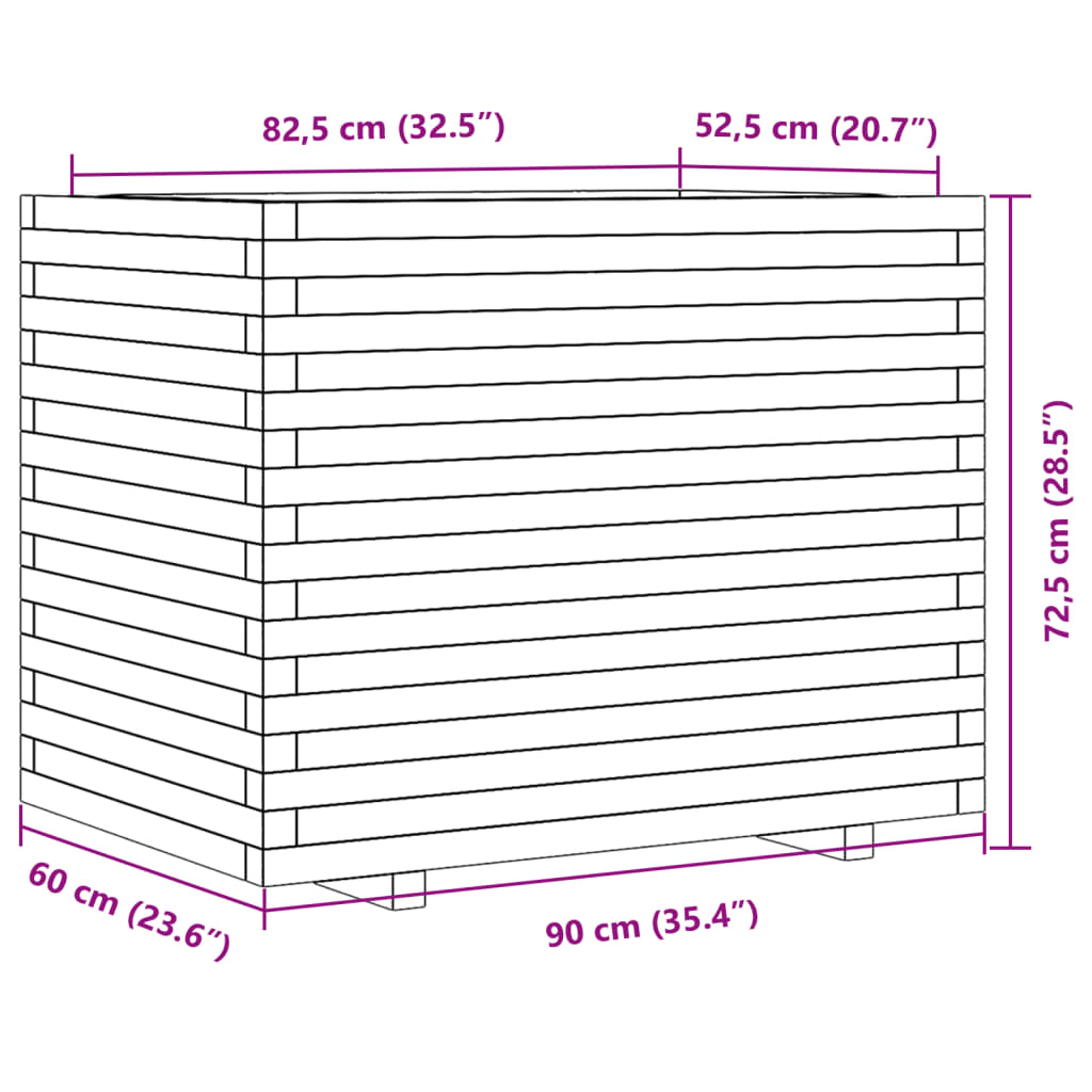 Garden Planter Wax Brown 90x60x72.5 cm Solid Wood Pine
