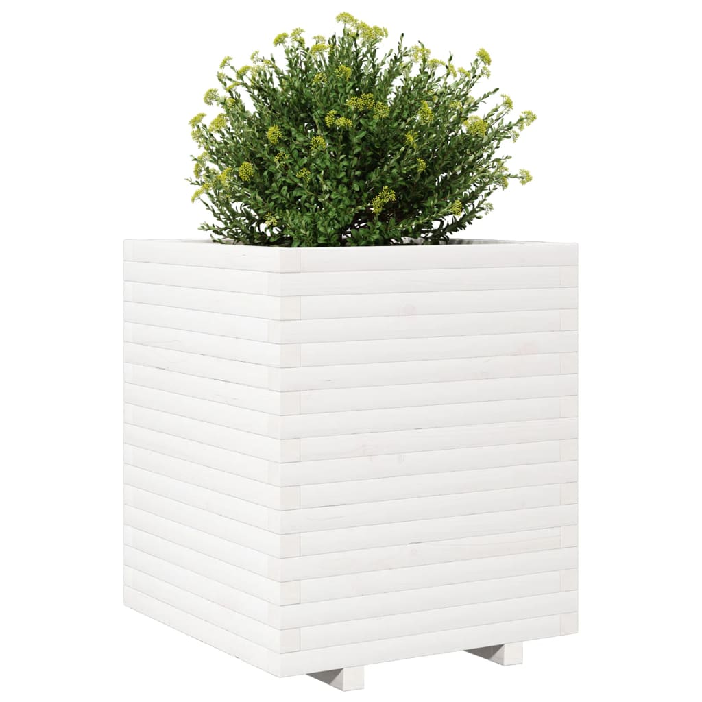 Garden Planter White 60x60x72 cm Solid Wood Pine