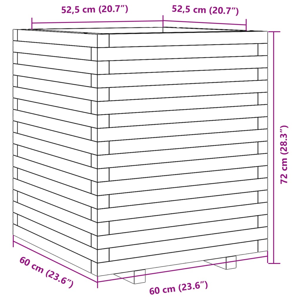 Garden Planter White 60x60x72 cm Solid Wood Pine