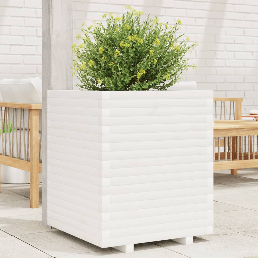 Garden Planter White 60x60x72 cm Solid Wood Pine