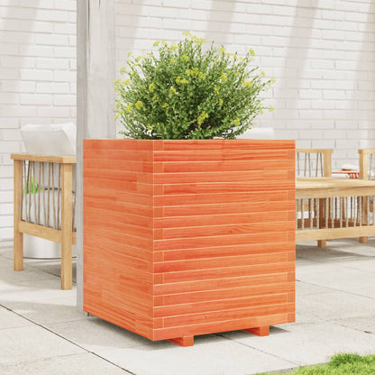 Garden Planter Wax Brown 60x60x72 cm Solid Wood Pine