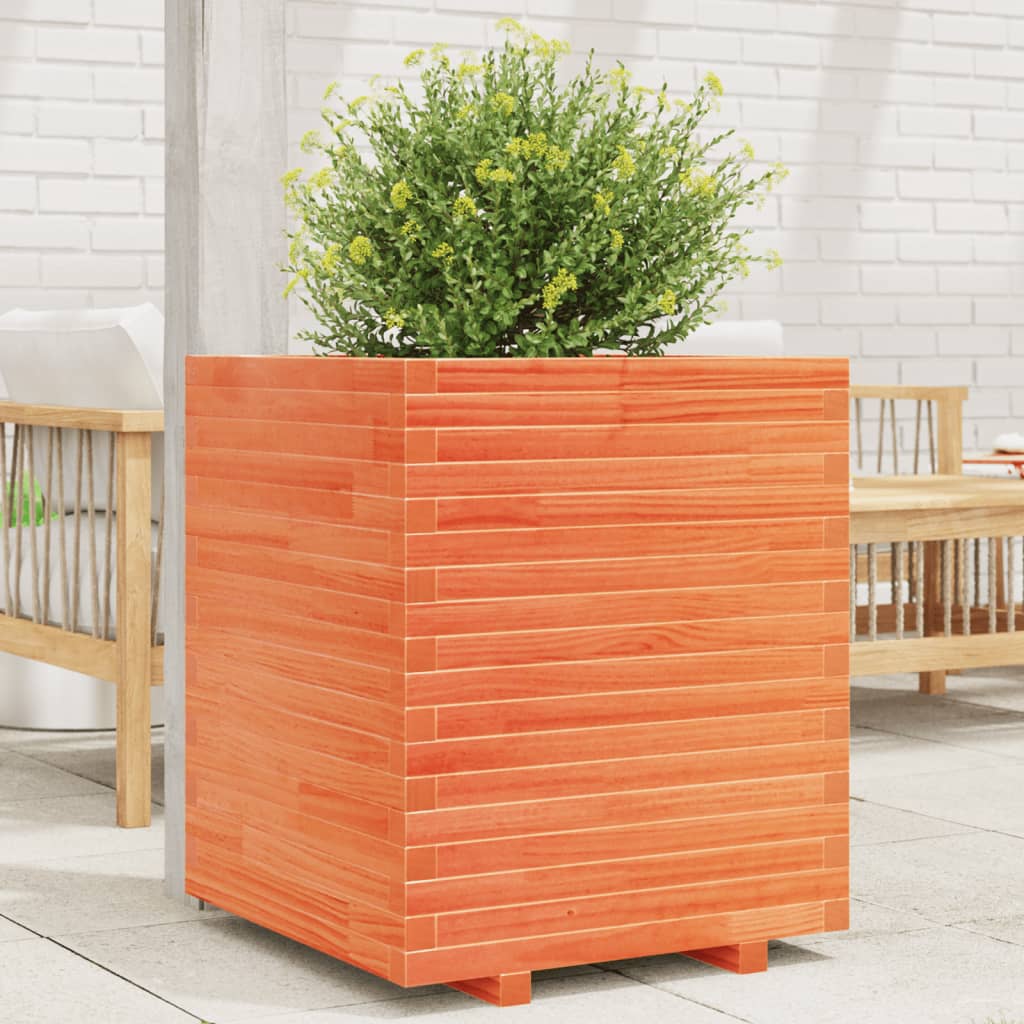 Garden Planter Wax Brown 60x60x72 cm Solid Wood Pine