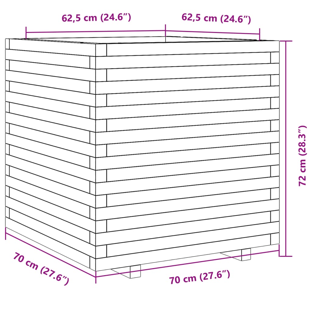 Garden Planter 70x70x72 cm Solid Wood Douglas