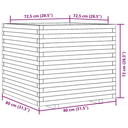 Garden Planter Wax Brown 80x80x72 cm Solid Wood Pine
