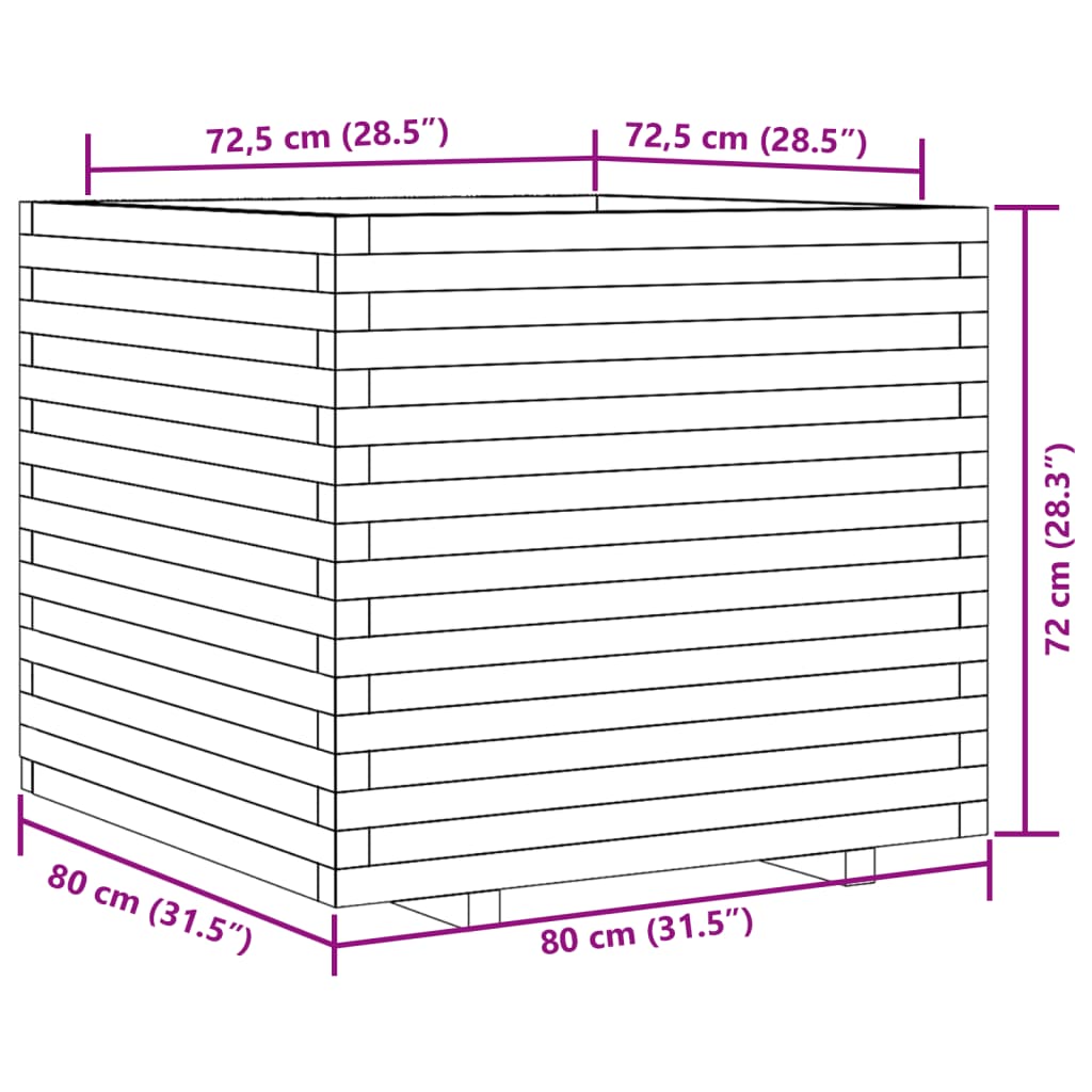 Garden Planter 80x80x72 cm Solid Wood Douglas