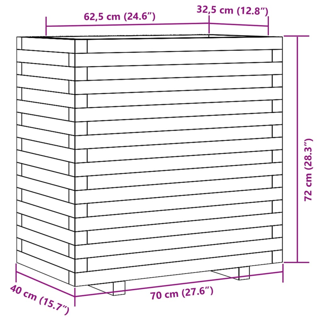 Garden Planter 70x40x72 cm Solid Wood Pine