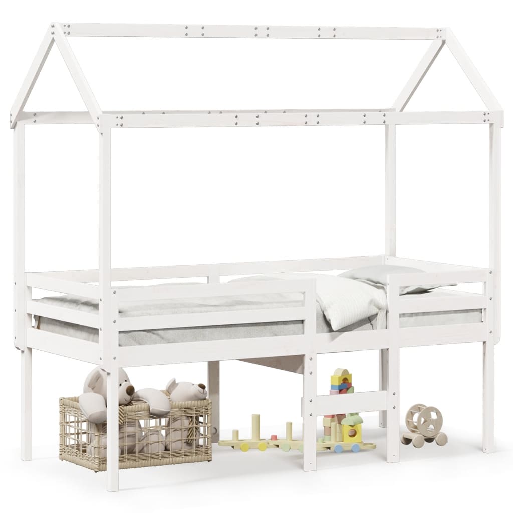 High Sleeper Bed without Mattress White 80x200 cm Solid Wood Pine