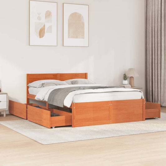 Bed Frame without Mattress Wax Brown 120x200 cm Solid Wood Pine