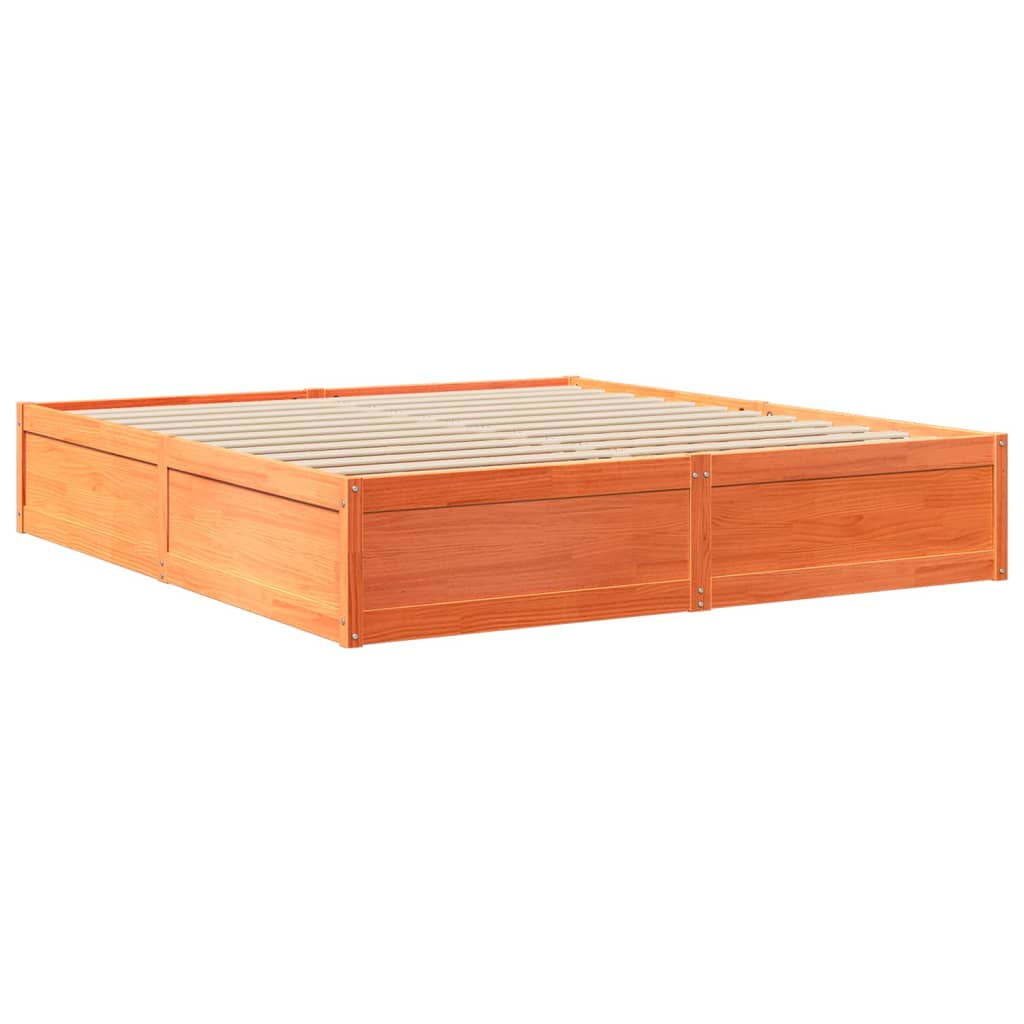 Bed Frame without Mattress Wax Brown 200x200 cm Solid Wood Pine