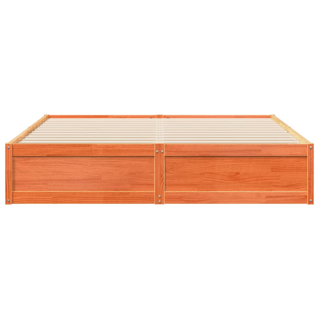 Bed Frame without Mattress Wax Brown 200x200 cm Solid Wood Pine