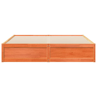 Bed Frame without Mattress Wax Brown 200x200 cm Solid Wood Pine