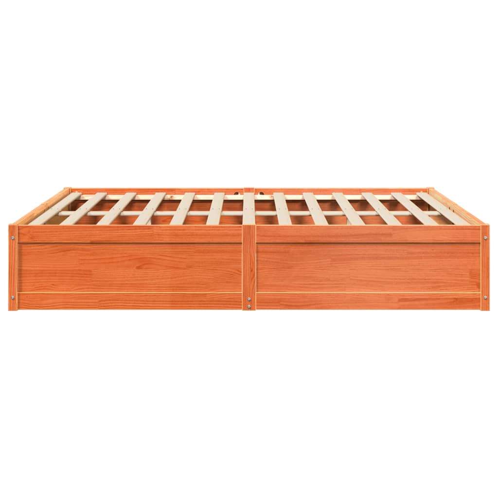 Bed Frame without Mattress Wax Brown 200x200 cm Solid Wood Pine