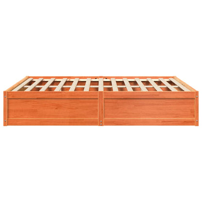 Bed Frame without Mattress Wax Brown 200x200 cm Solid Wood Pine