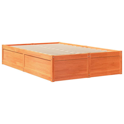 Bed Frame without Mattress Wax Brown 120x200 cm Solid Wood Pine