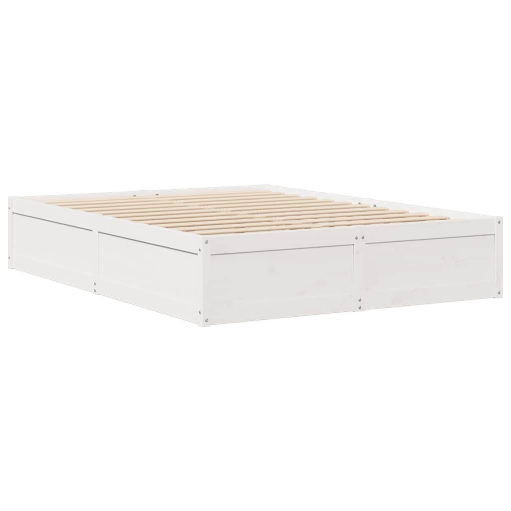 Bed Frame without Mattress White 140x190 cm Solid Wood Pine