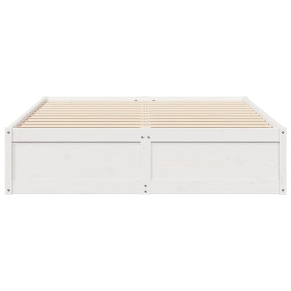 Bed Frame without Mattress White 140x190 cm Solid Wood Pine