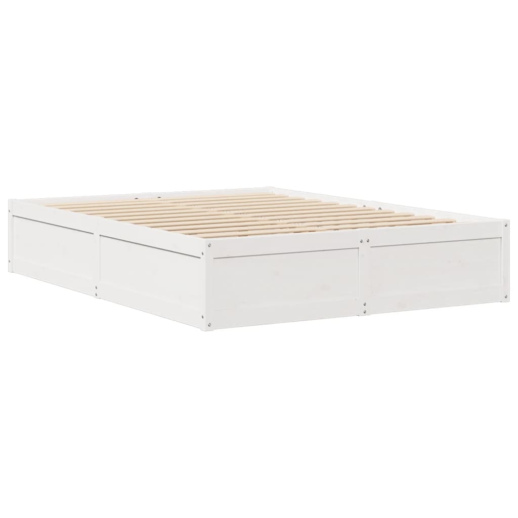 Bed Frame without Mattress White 140x190 cm Solid Wood Pine