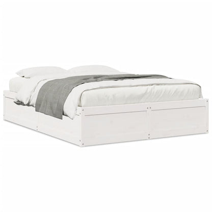 Bed Frame without Mattress White 140x190 cm Solid Wood Pine