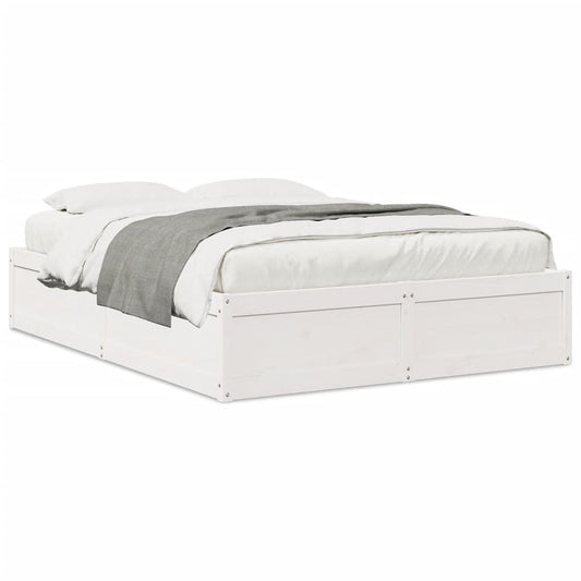 Bed Frame without Mattress White 140x190 cm Solid Wood Pine